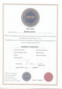 aesthetic treatments certificatation